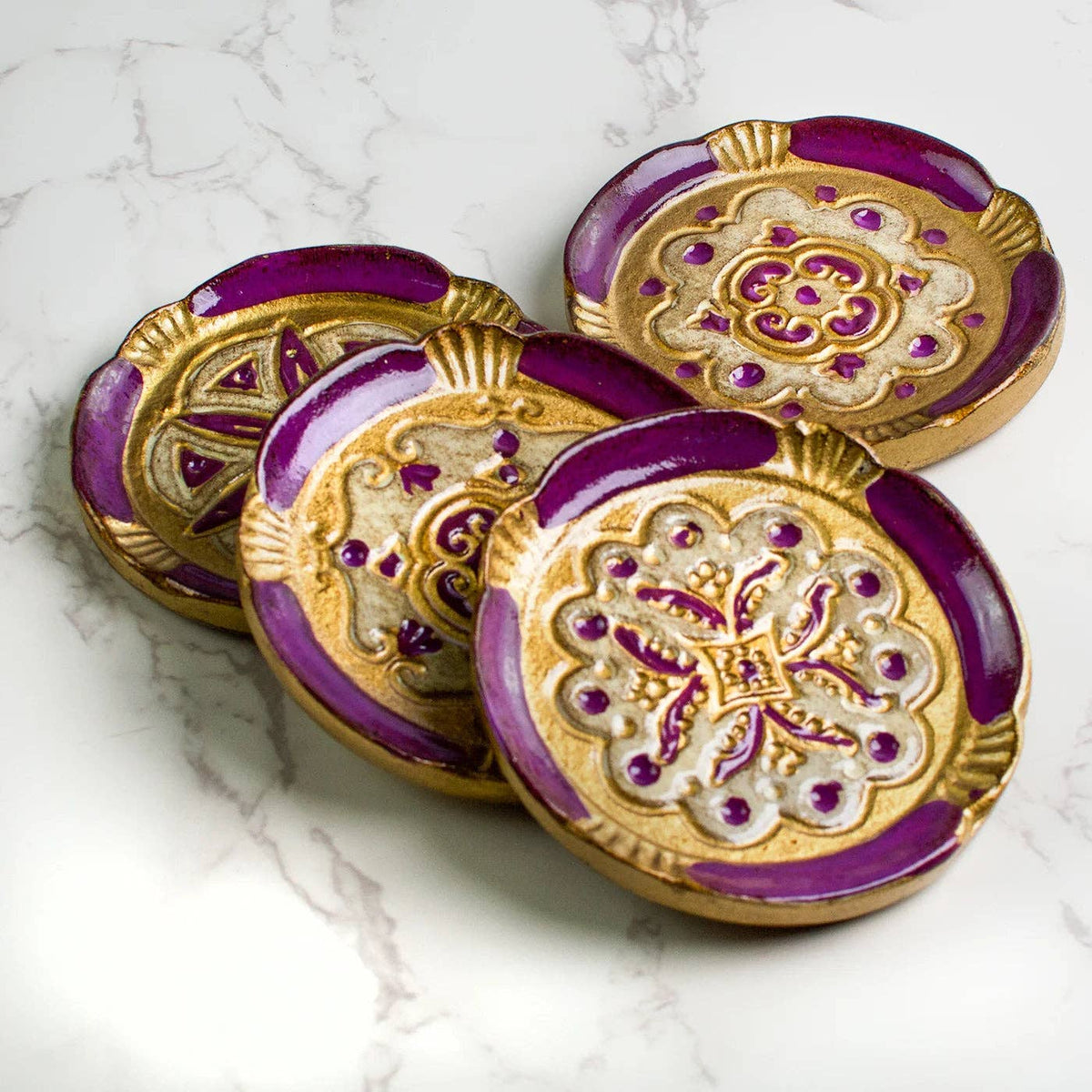 Set of 2 Florentine Wood Coasters: Capri Blue