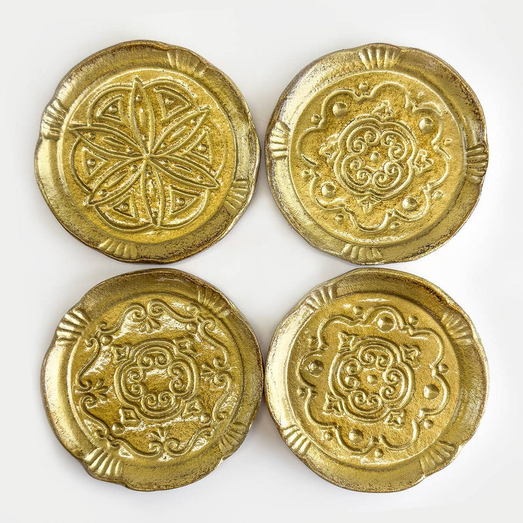 Set of 4 Florentine Wood Coasters: Sage