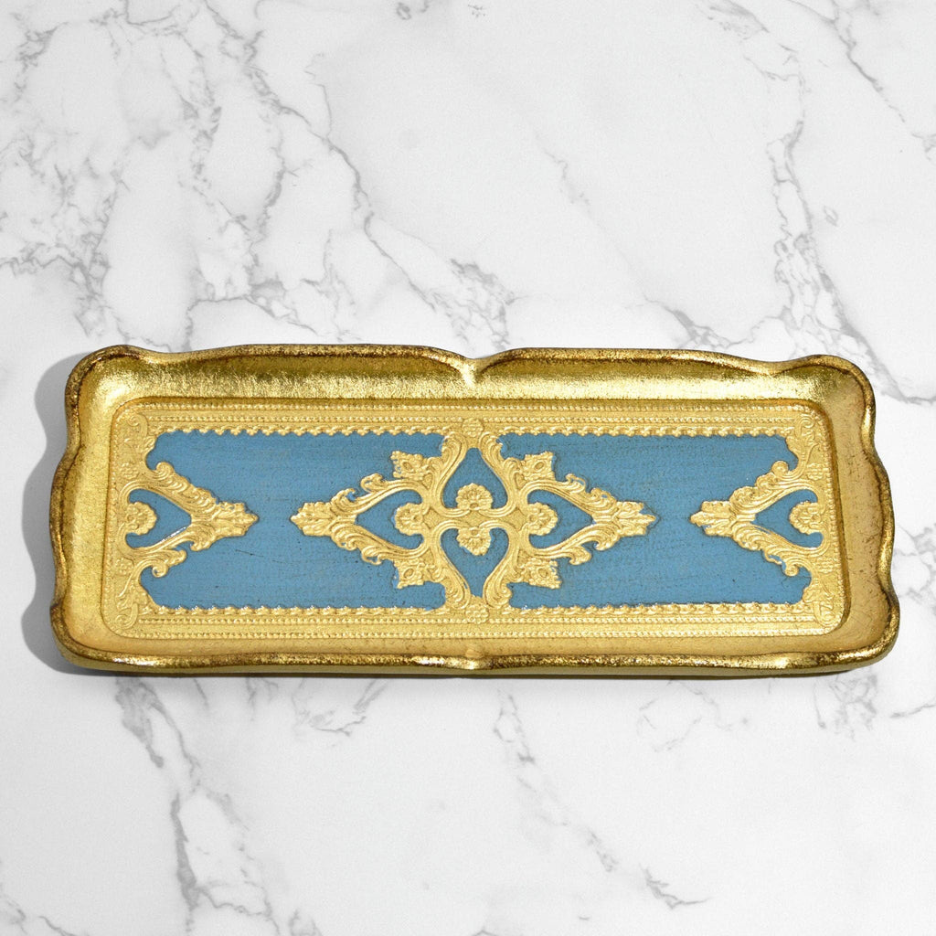 Florentine Carved Gilded Wood Narrow Tray, Made in Italy: Black
