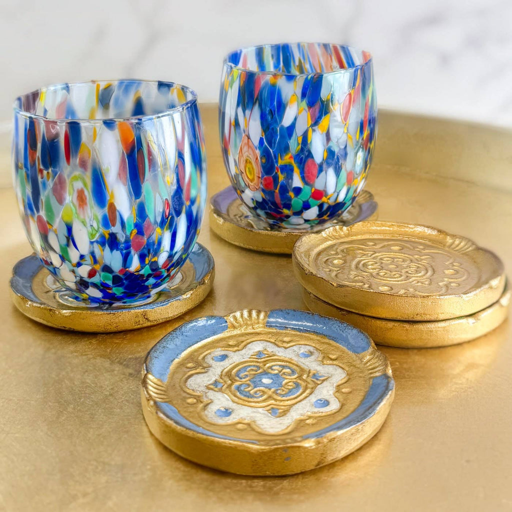Set of 2 Florentine Wood Coasters: Basil