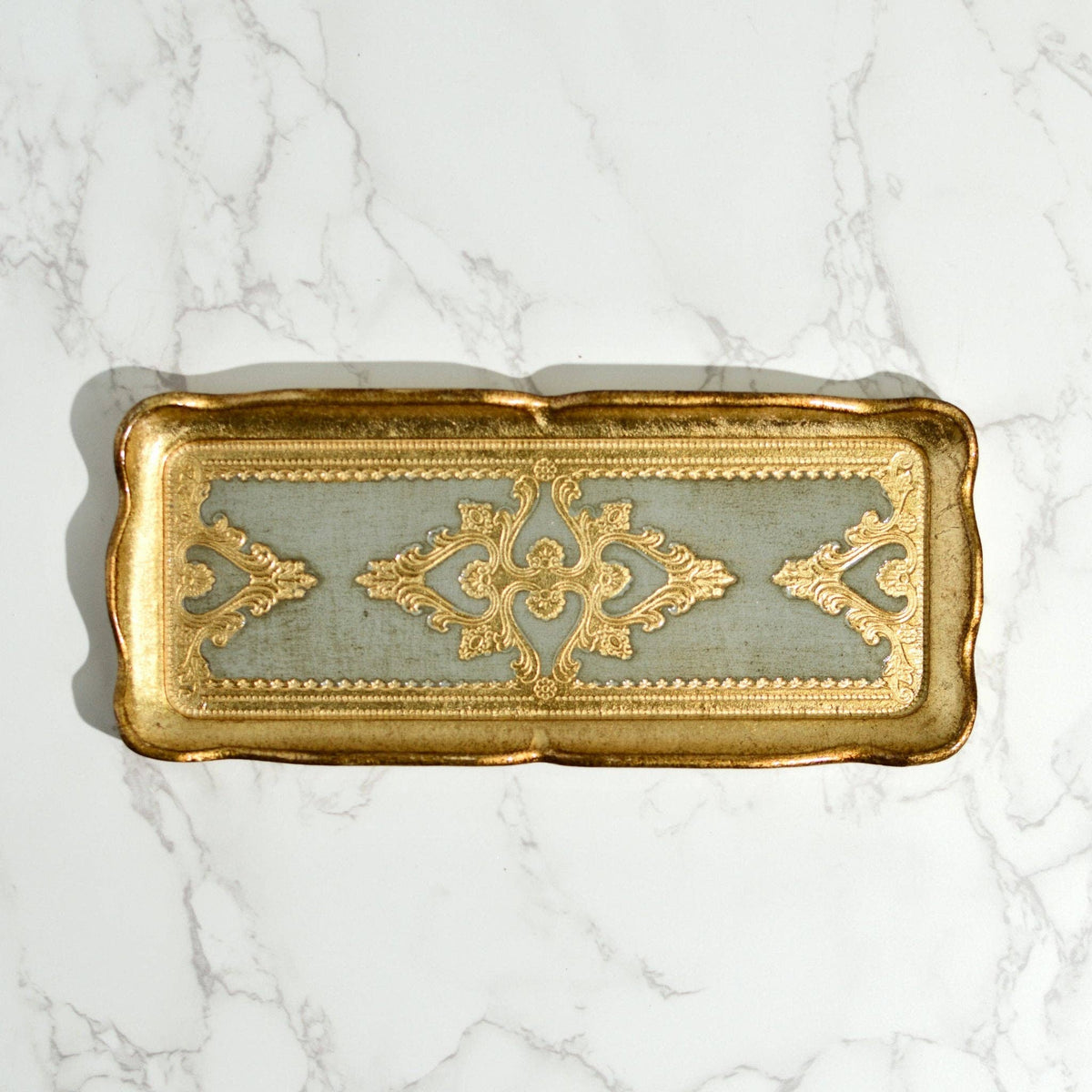 Florentine Carved Gilded Wood Narrow Tray, Made in Italy: Black