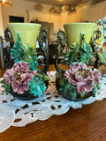 Antique French Barbotine Majolica Vases, Pair