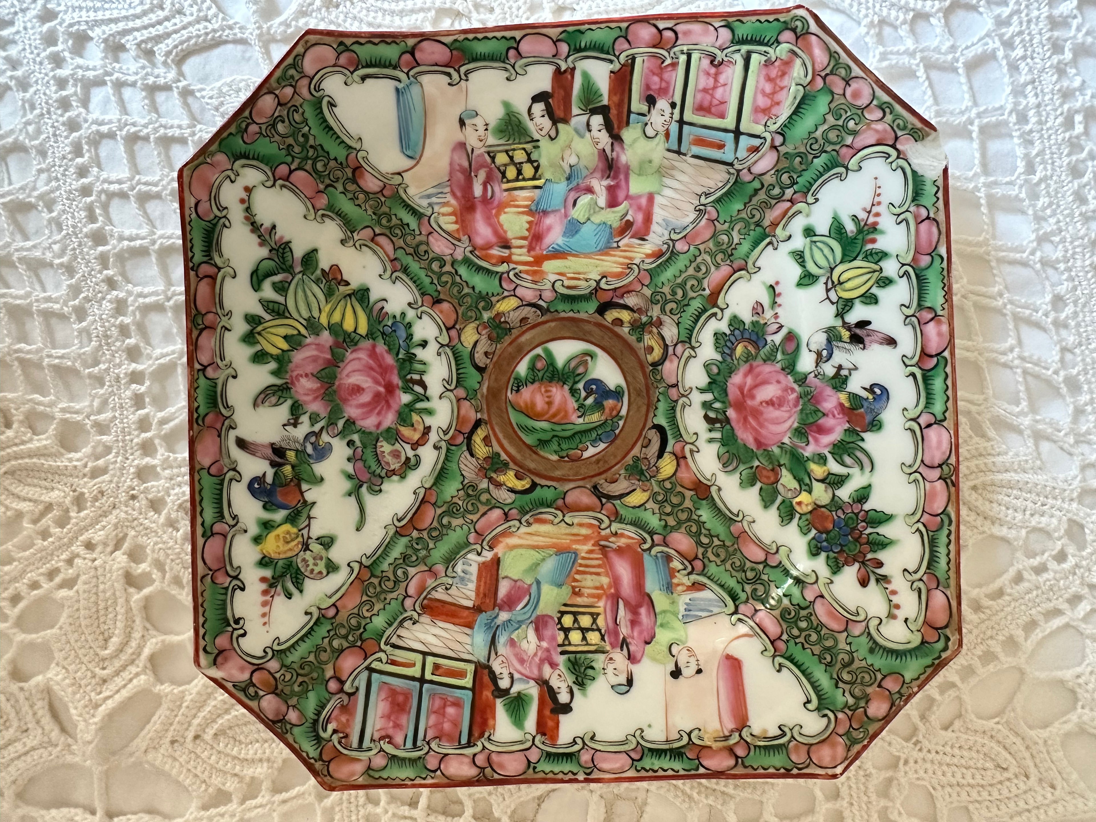Antique Rose Medallion Square Plate