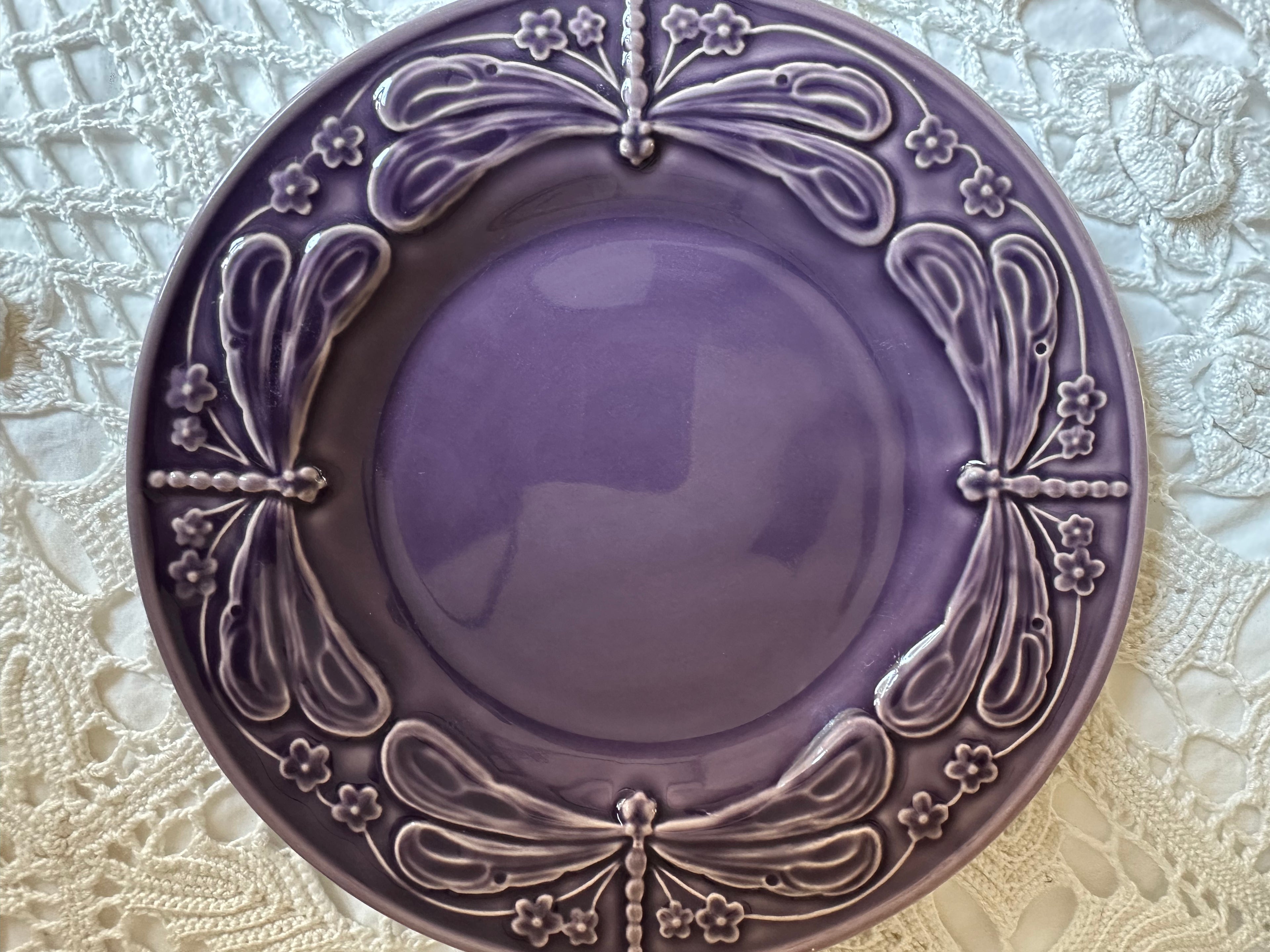 Vintage Purple Dragonfly Plates – Made in Portugal for World Market