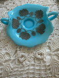 Vintage Blue Opaline Glass Candy Dish