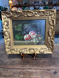 Vintage Oil on Canvas Fruit Still Life in Gilt Frame – 14” x 11.5”