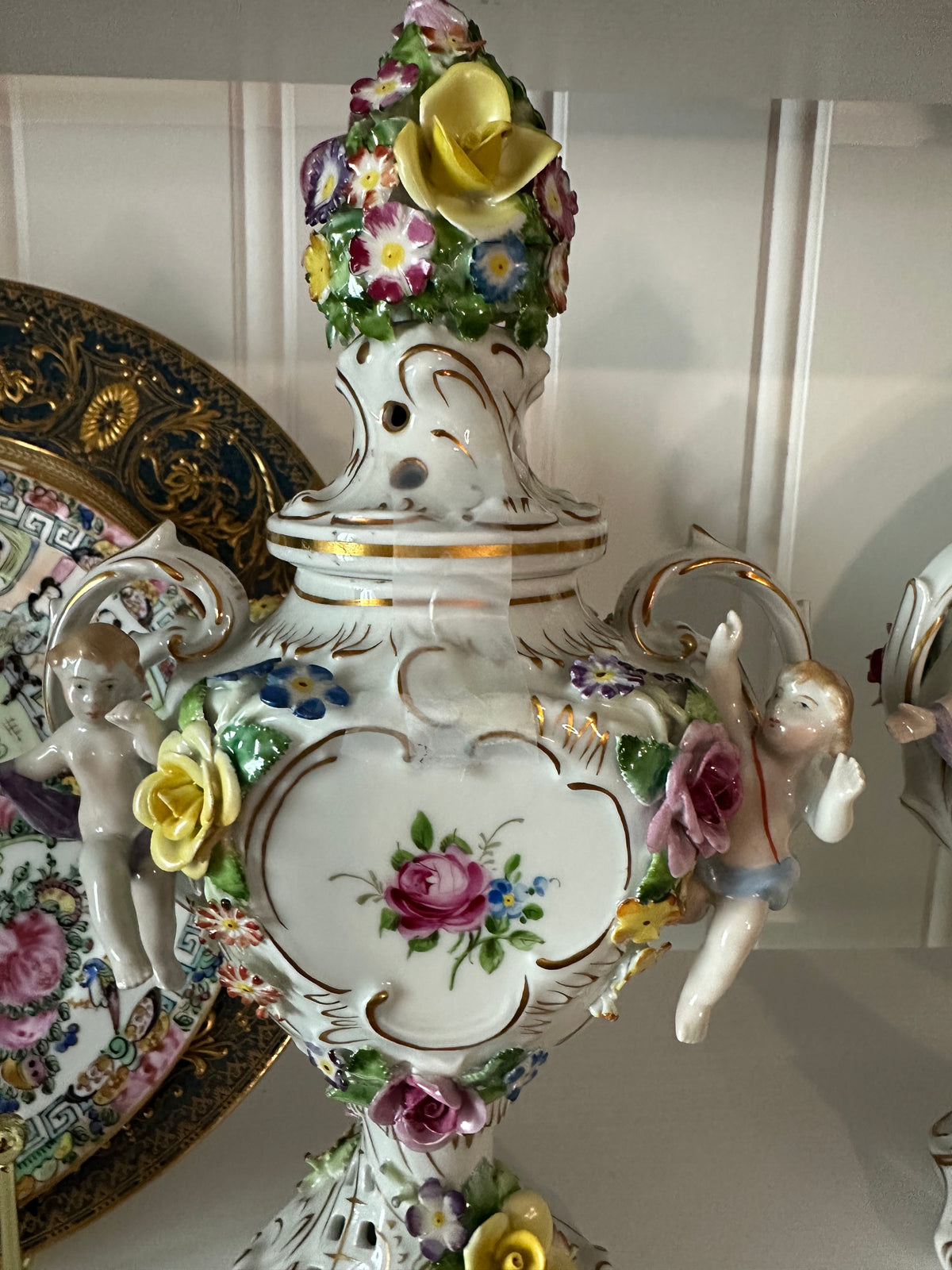 Pair of Antique Von Schierholz Porcelain Potpourri Urns – Late 19th/Early 20th Century