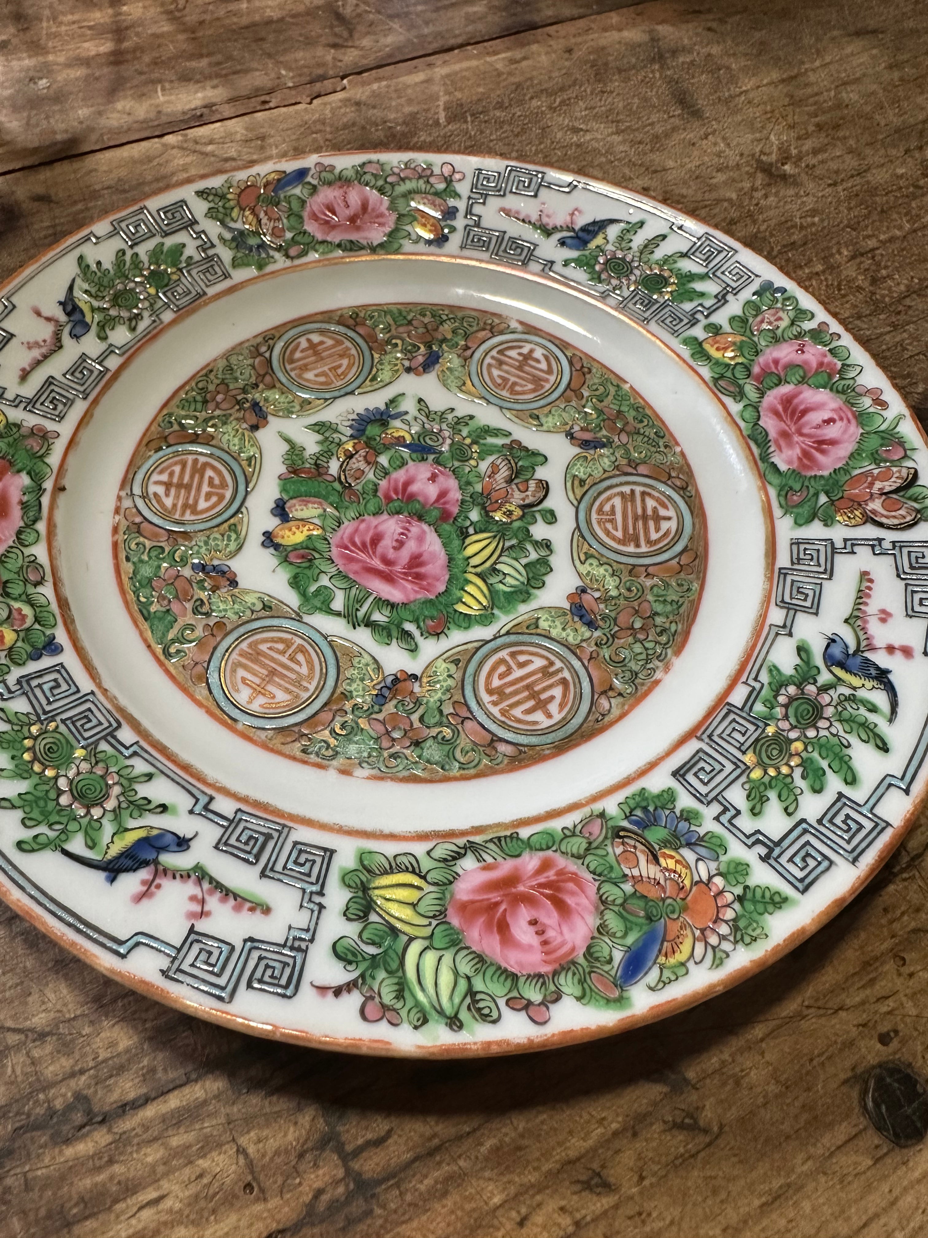 Antique Rose Canton Plates – Pair