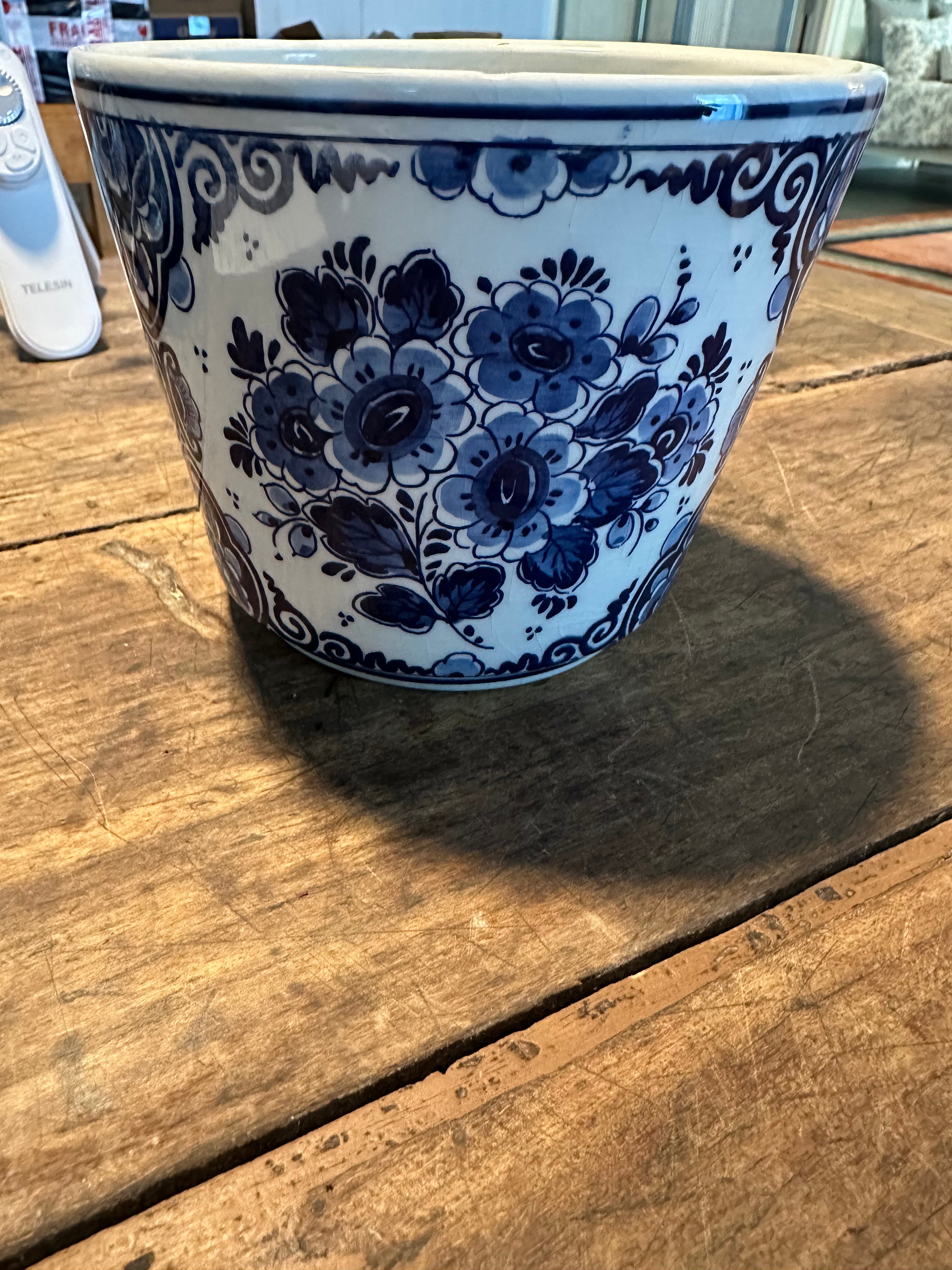 Vintage Delft Hand-Painted Planter – Made in Holland