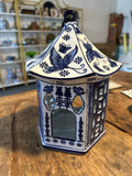 Blue & White Pierced Pagoda Birdhouse