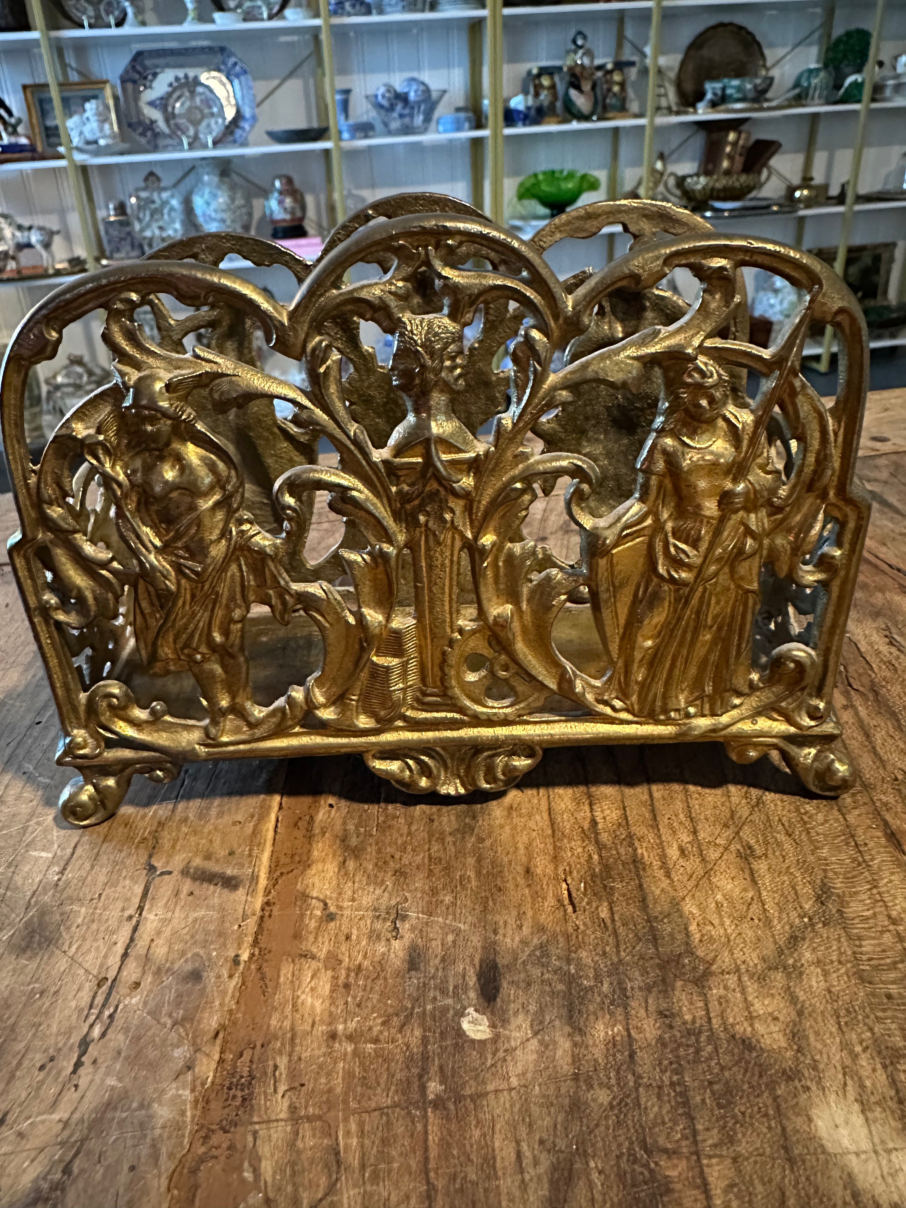 Vintage Ornate Brass Letter Holder