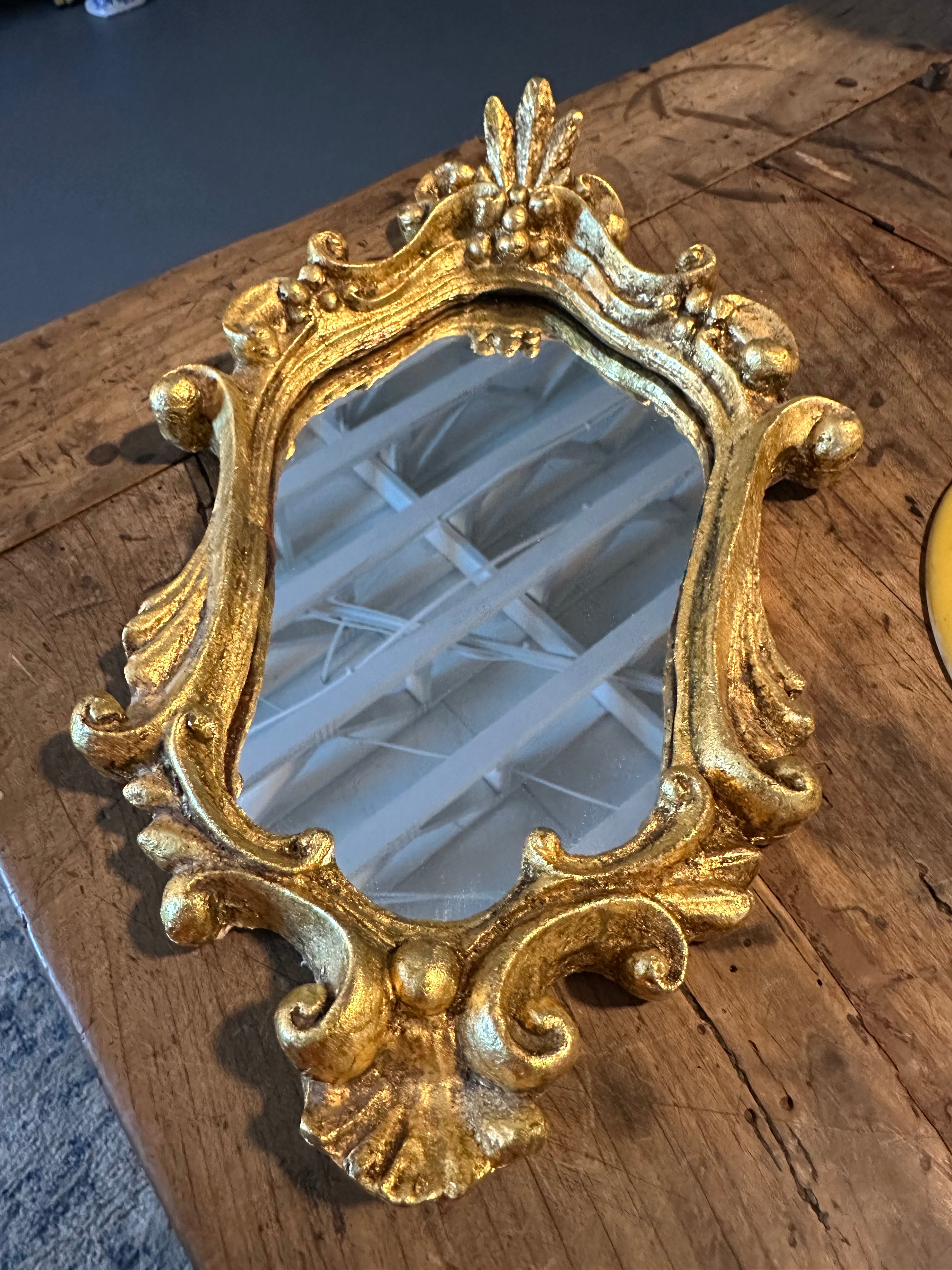 Vintage Italian Gilt Frame Mirror with Shell Motif – Made in Italy