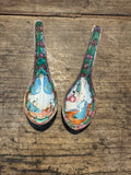 Antique Chinese Rose Medallion Porcelain Soup Spoons – Pair