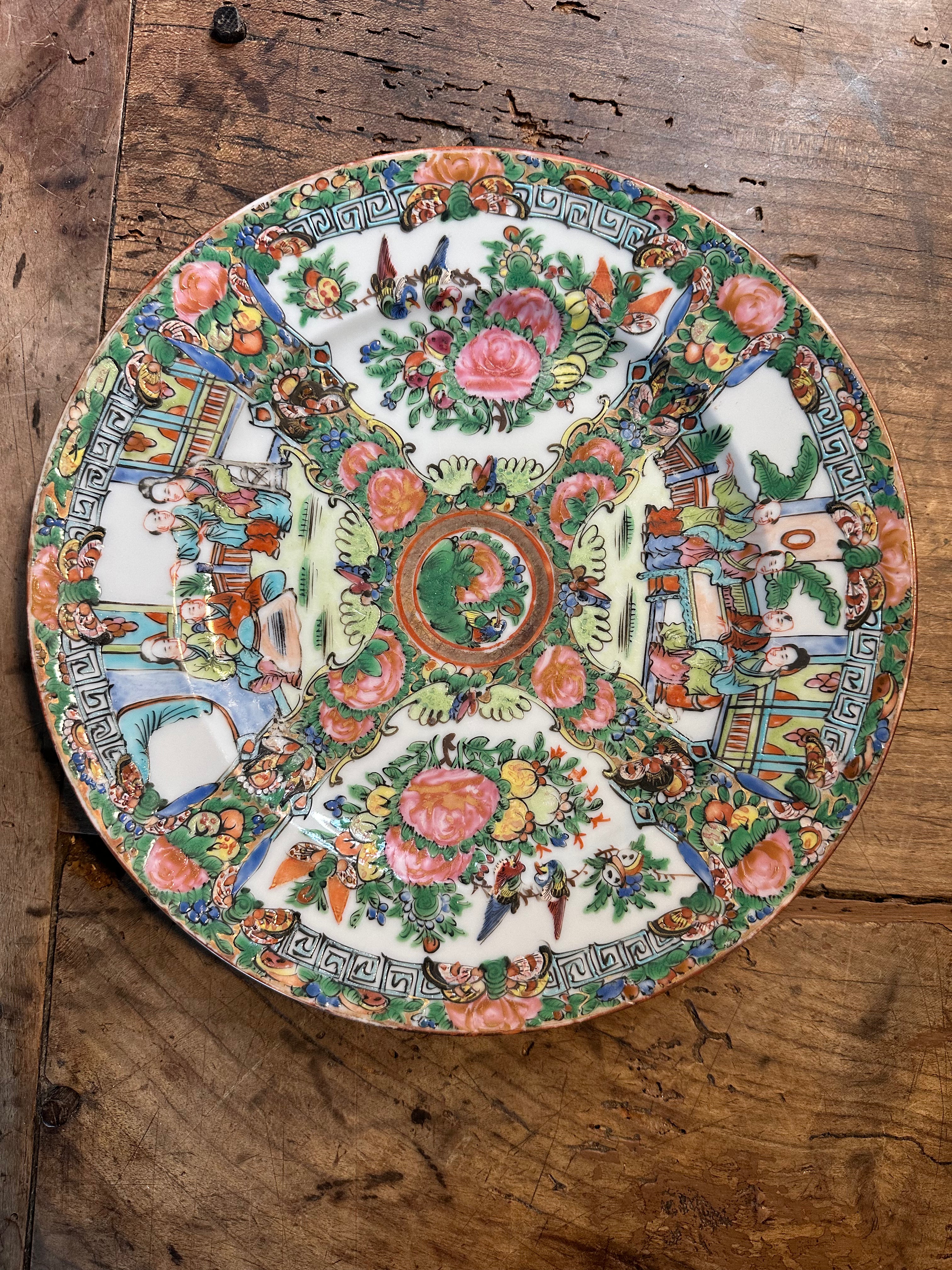 Antique Rose Medallion Plate – Vibrant Blue – 9.5"