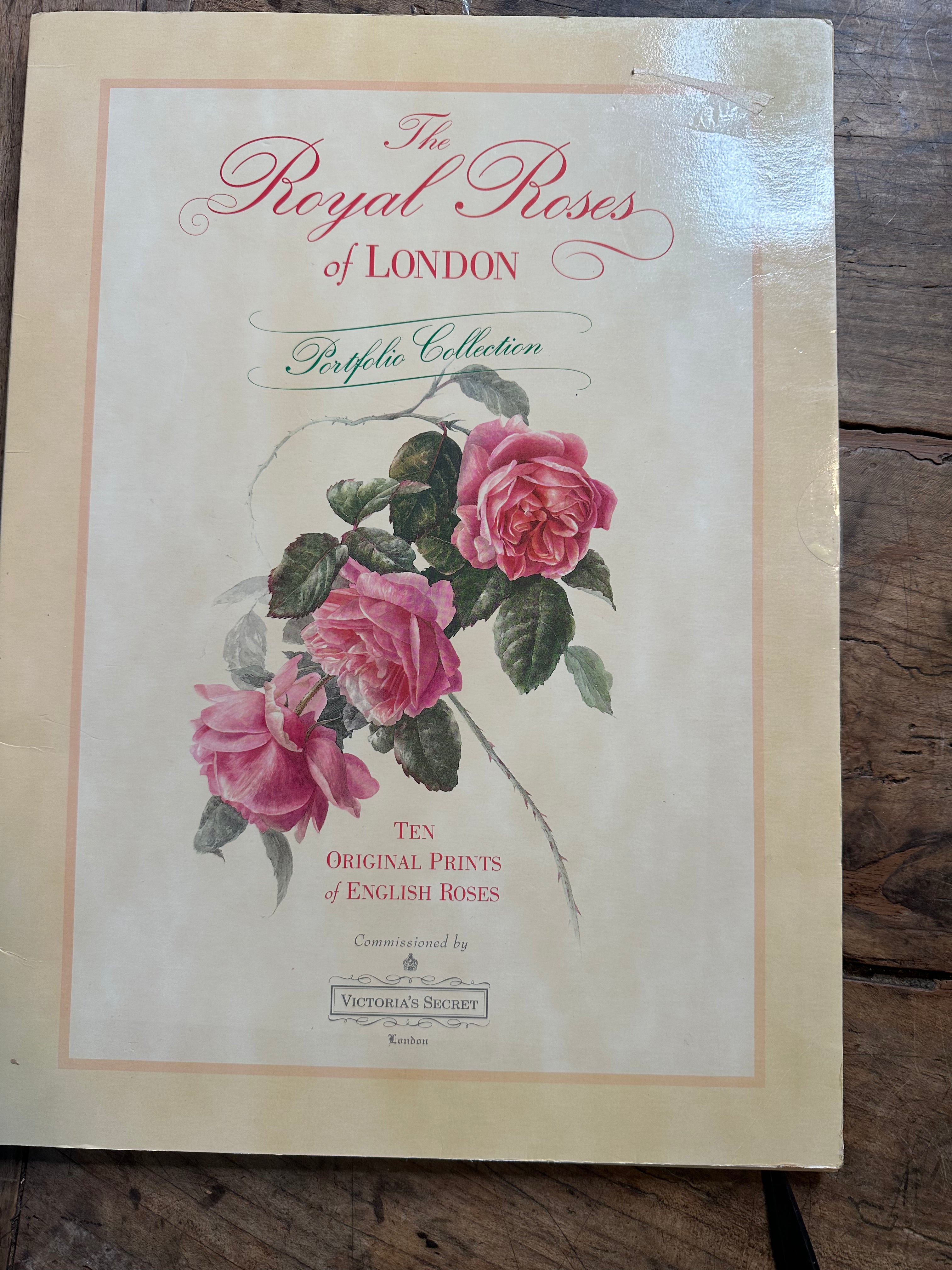 Set of 7 Coral Guest “Royal Roses of London” Botanical Prints – Victoria’s Secret Portfolio Collection – 1991