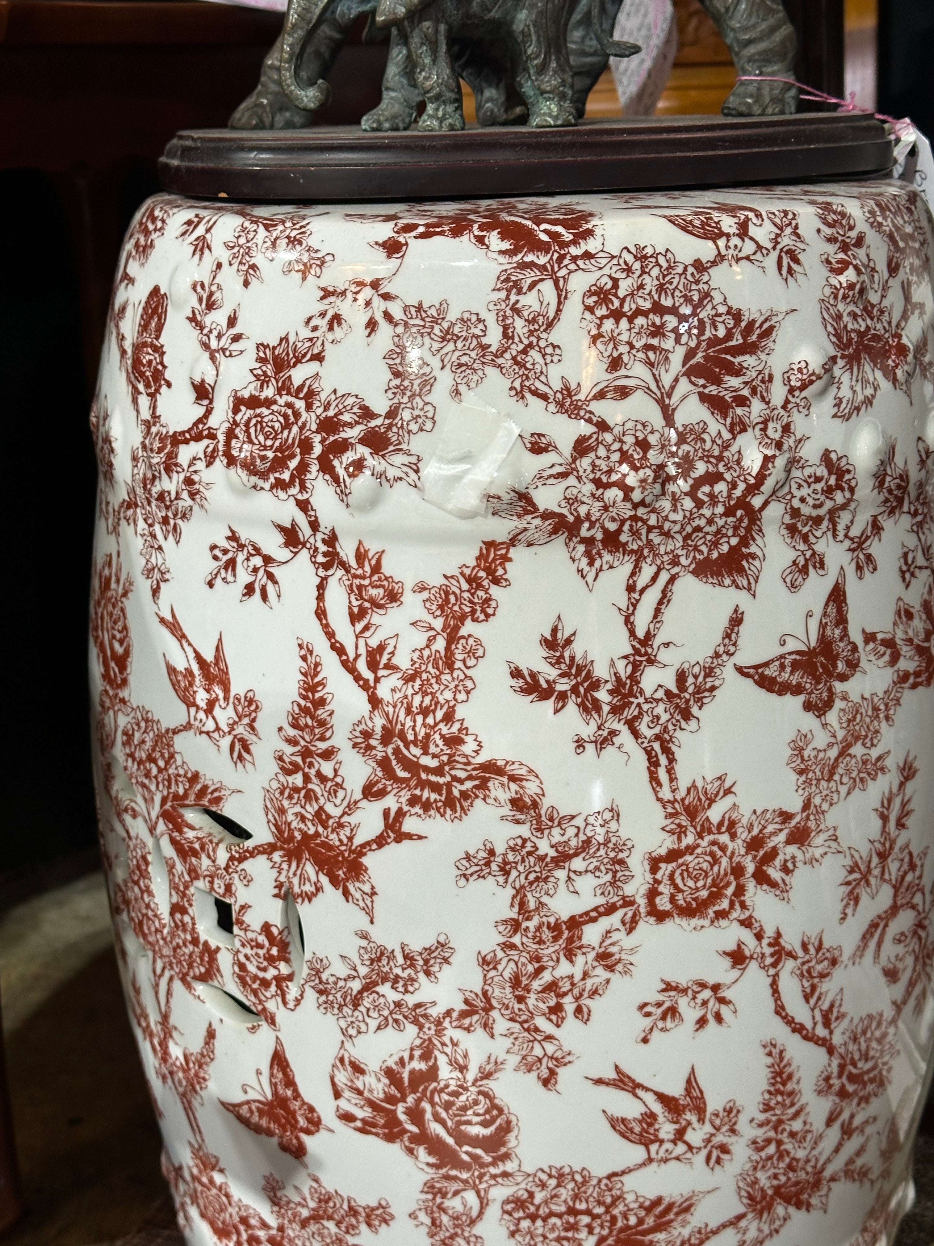 Vintage Rust Ceramic Garden Stool