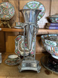 Vintage Silverplate Trumpet Vase with Eagle Detail & Claw Feet