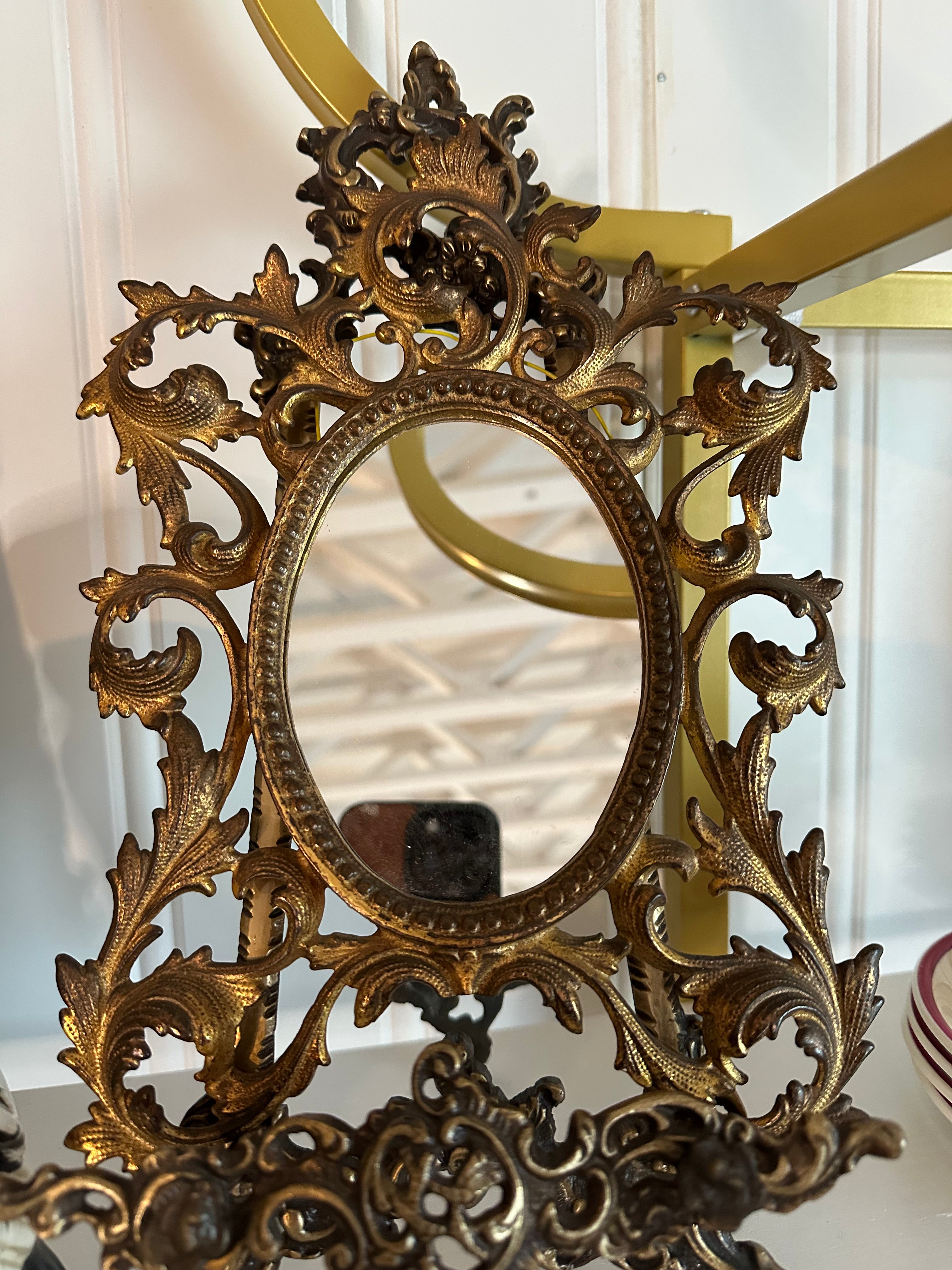 Vintage Brass Rococo Style Mirror