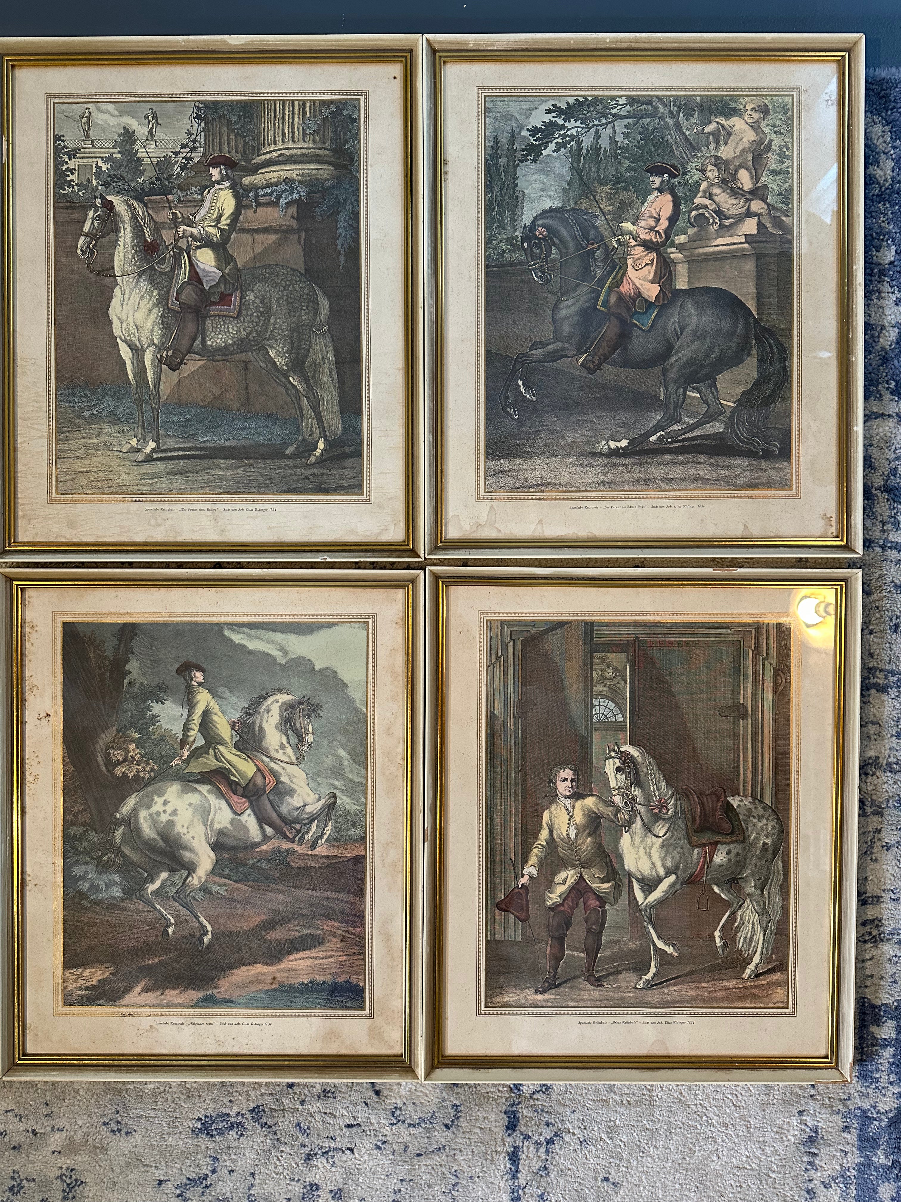 Set of Four Johann Elias Ridinger Equestrian Engravings