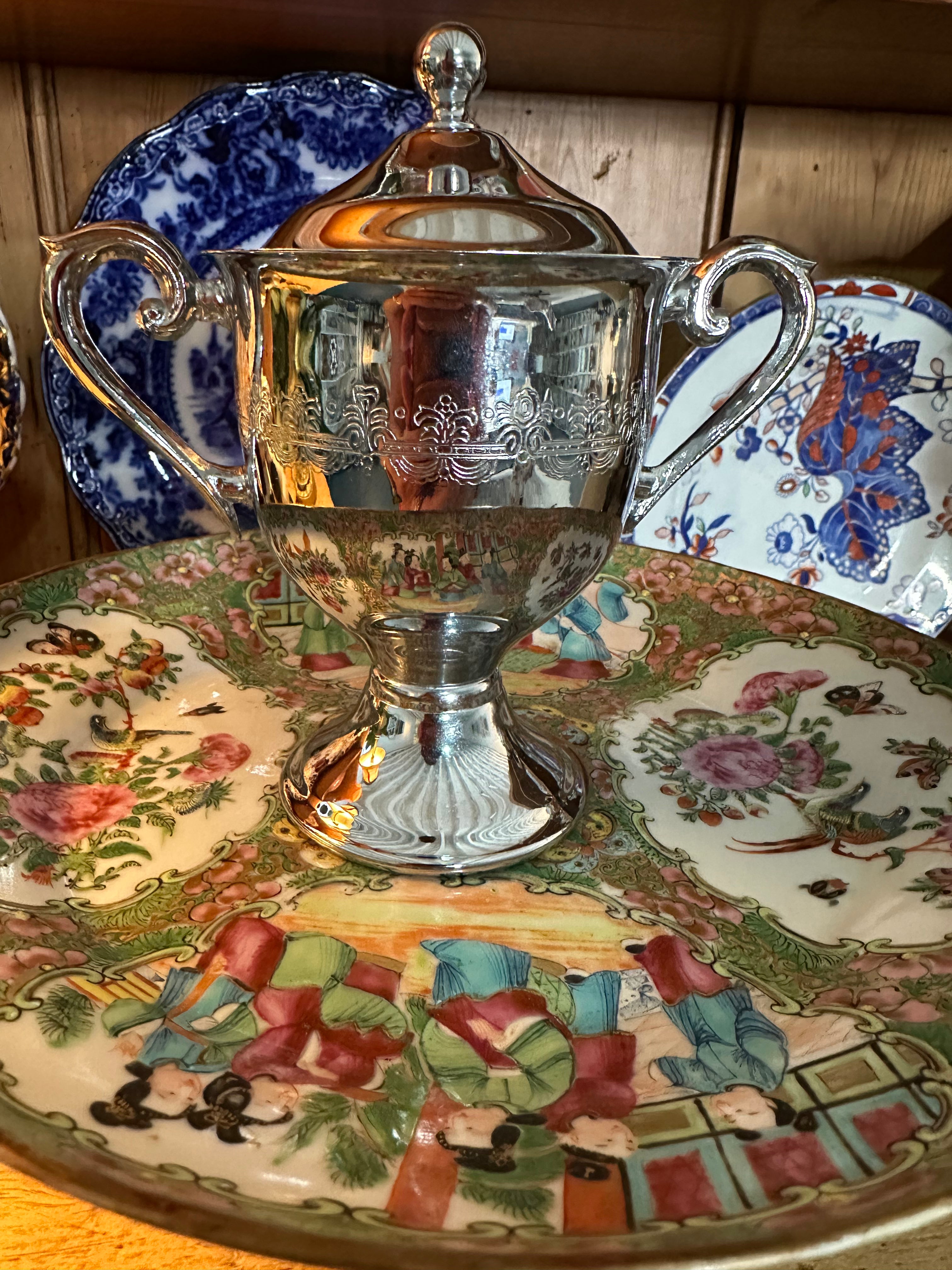 Silver-Plated Trophy-Style Sugar Bowl