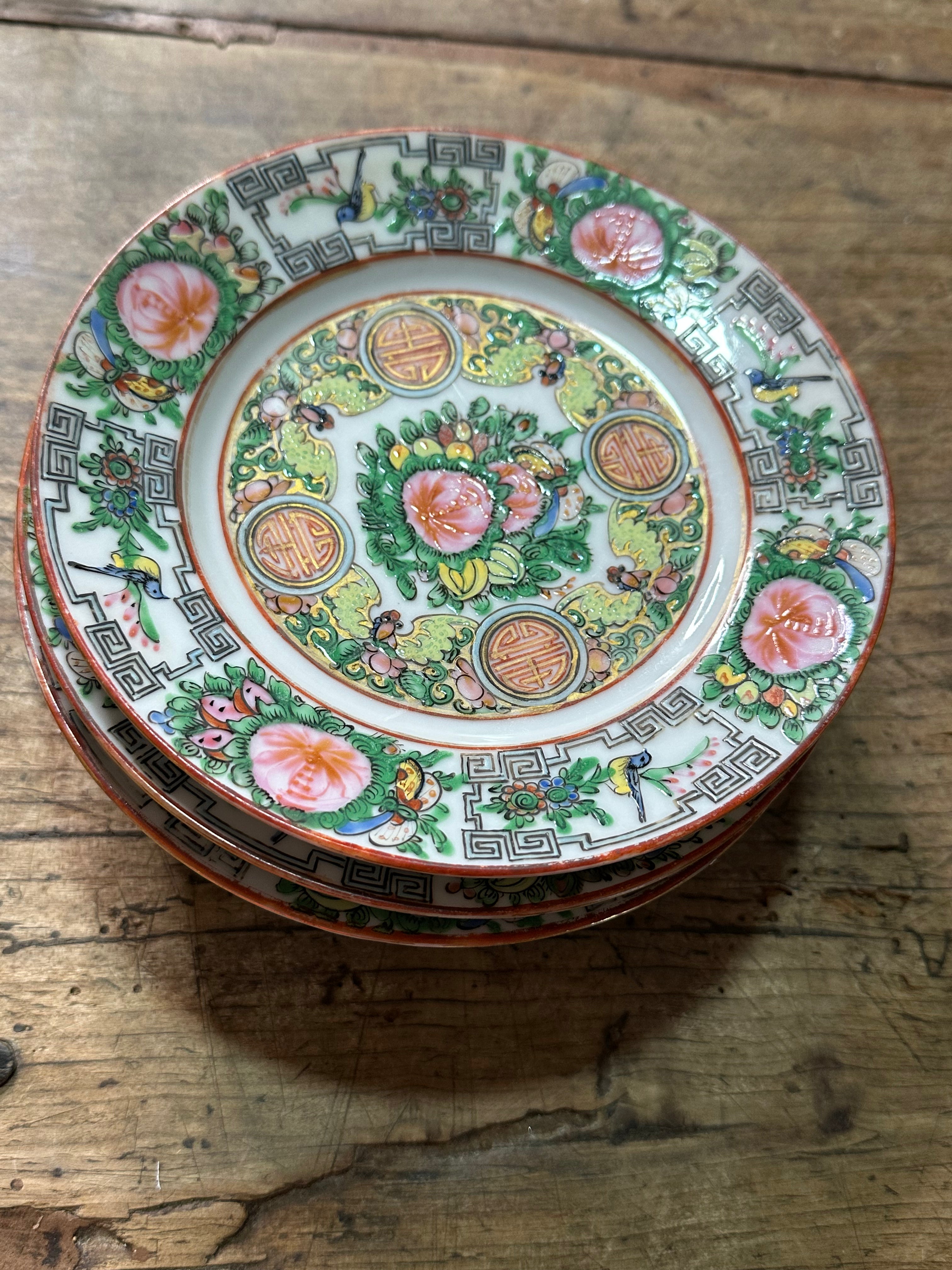 Antique Chinese Rose Canton Porcelain Plates – 6"