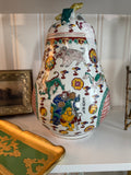 Vintage Chinese Famille Rose Auspicious Gourd with Calligraphy