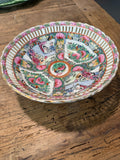 Vintage Rose Medallion Reticulated Shallow Bowl with Scalloped Rim