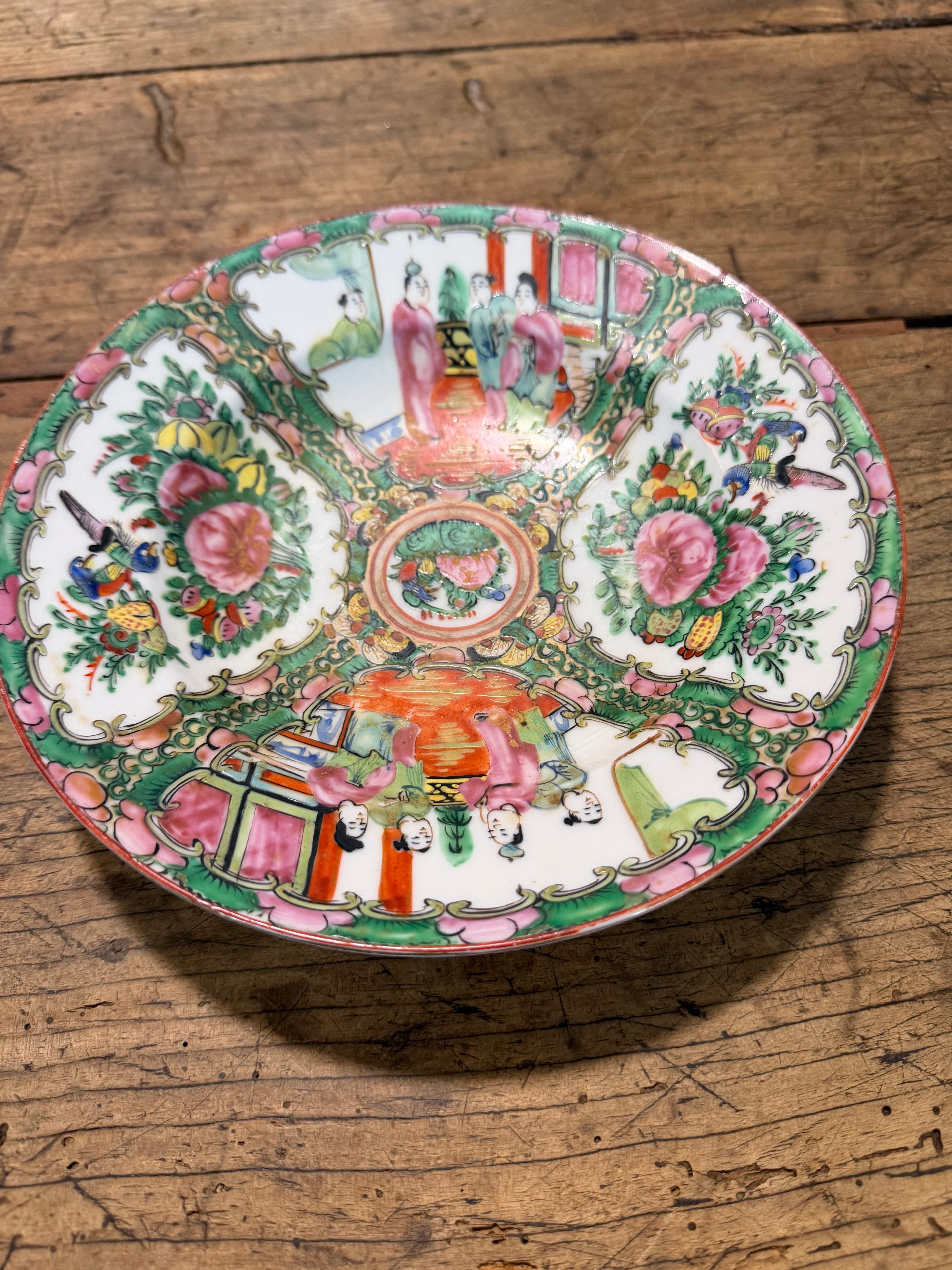 Antique Rose Medallion Porcelain Bowl | 8.5"