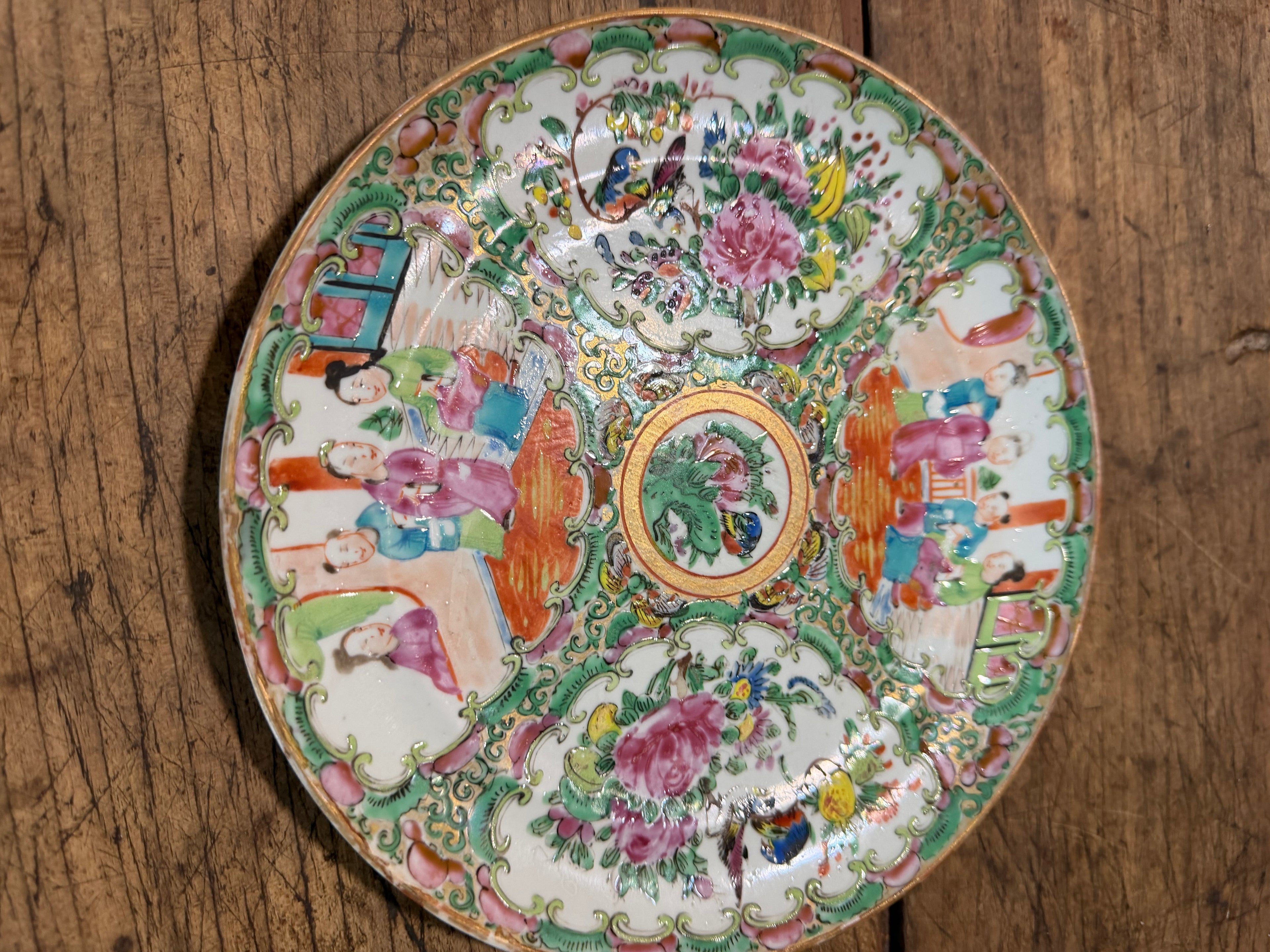 Antique Rose Medallion Porcelain Plate | 8.5"
