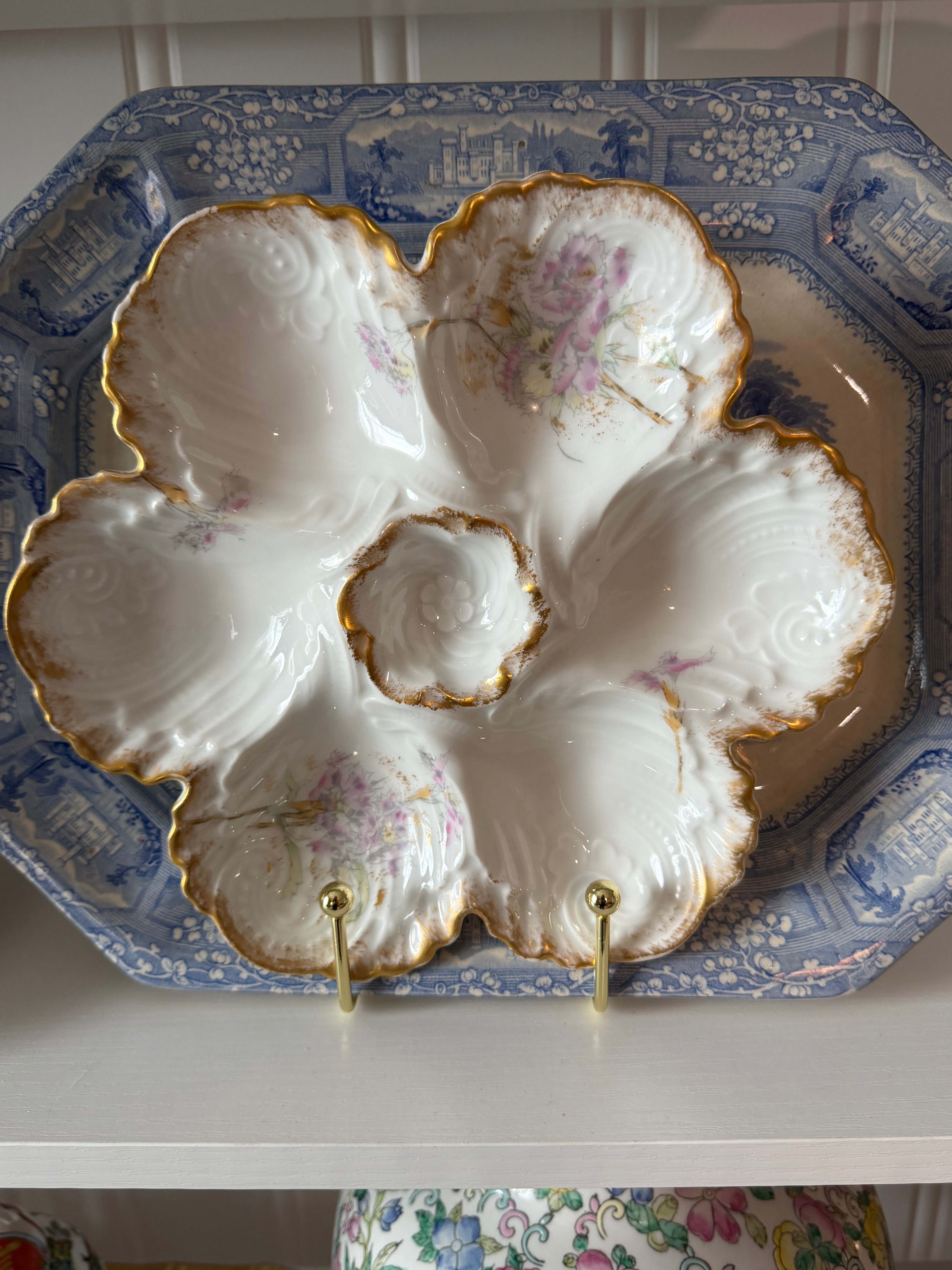 Antique Limoges Porcelain Oyster Plate | 9"