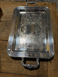 Silver-Plated Footed Tray with Embossed Detail