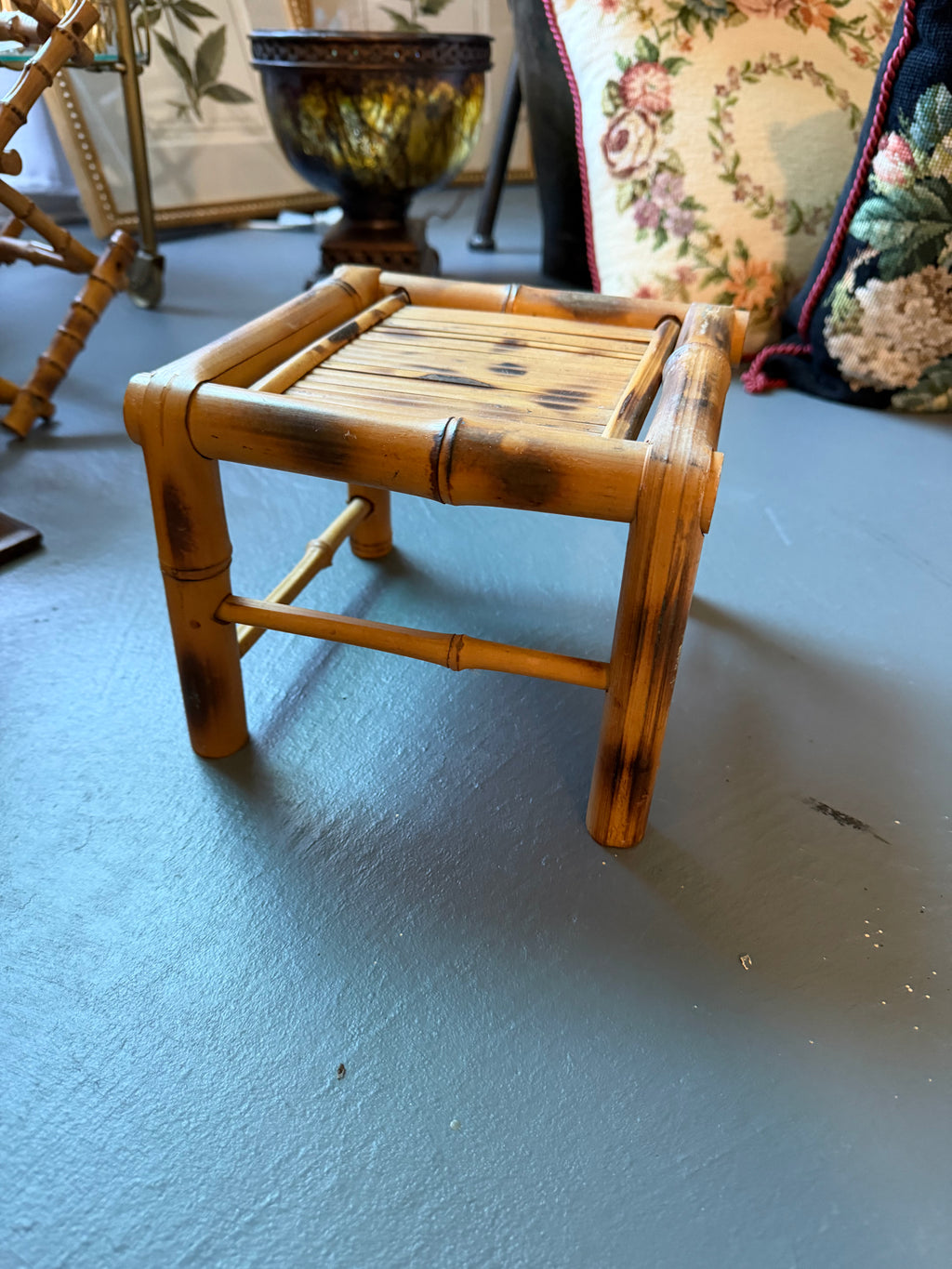 Burnt Bamboo Plant Stand or Decorative Riser