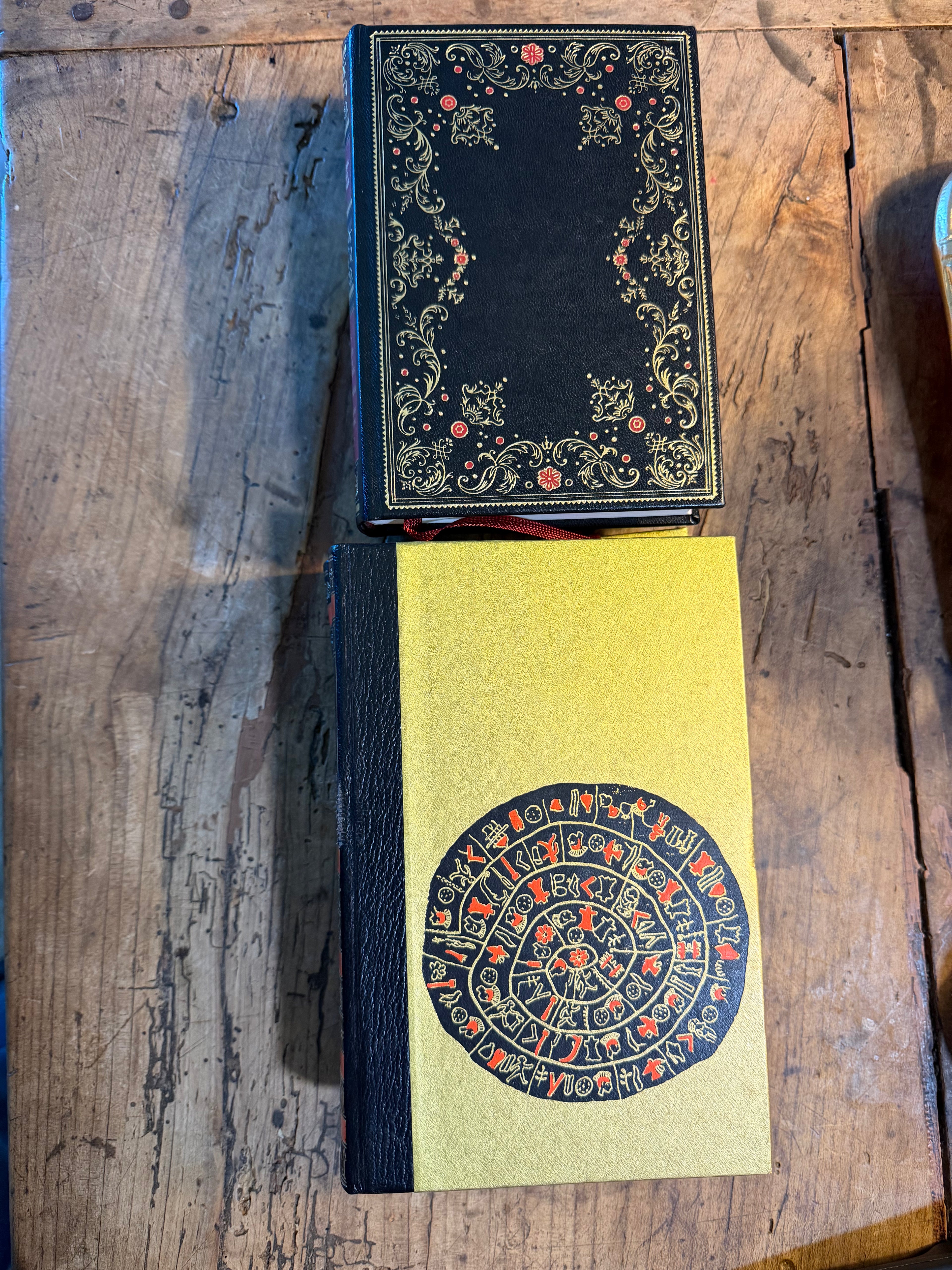Vintage French Leather-Bound Books — Set of Four
