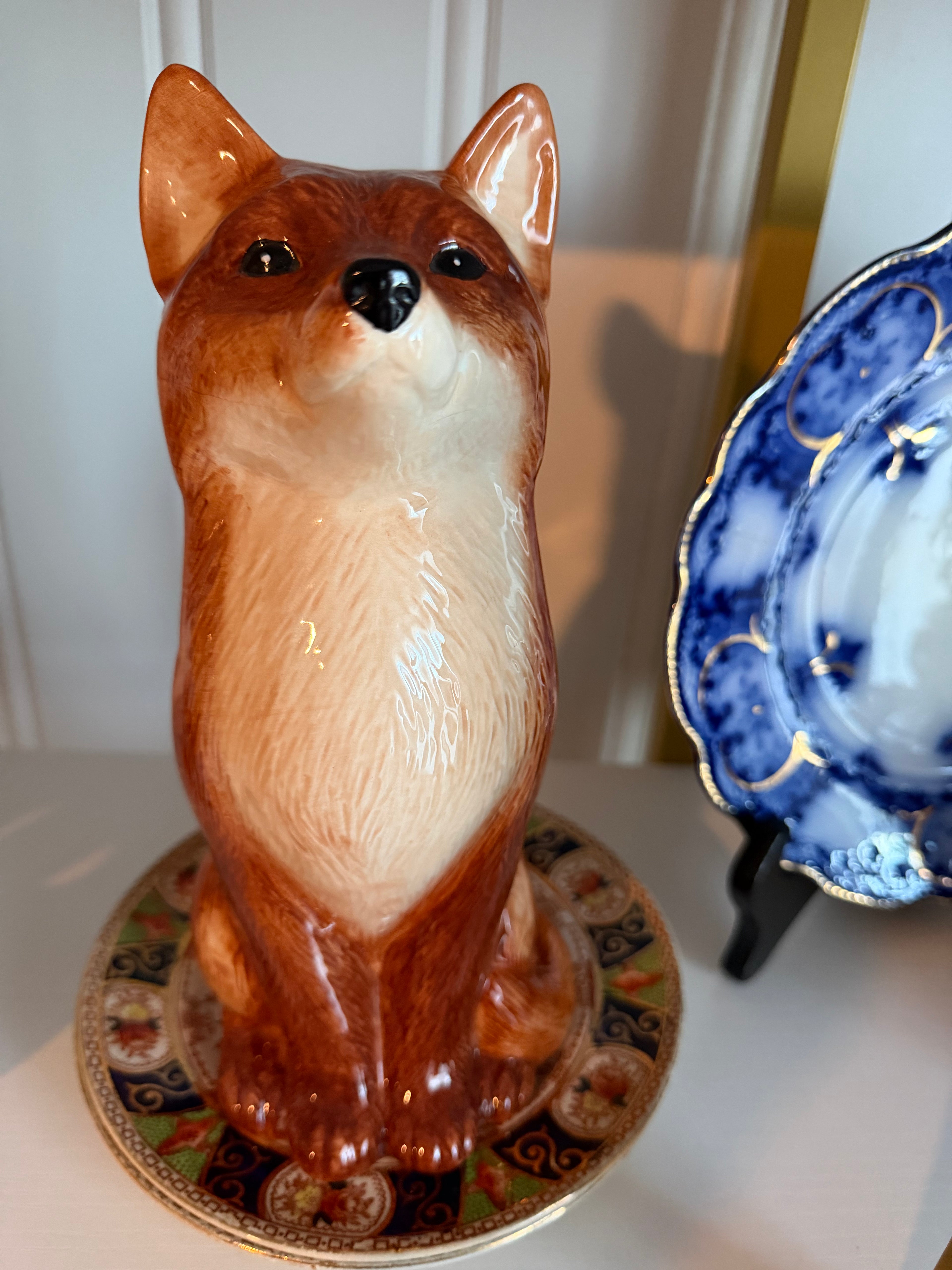 Ceramic Fox Vase — 9½ Inches
