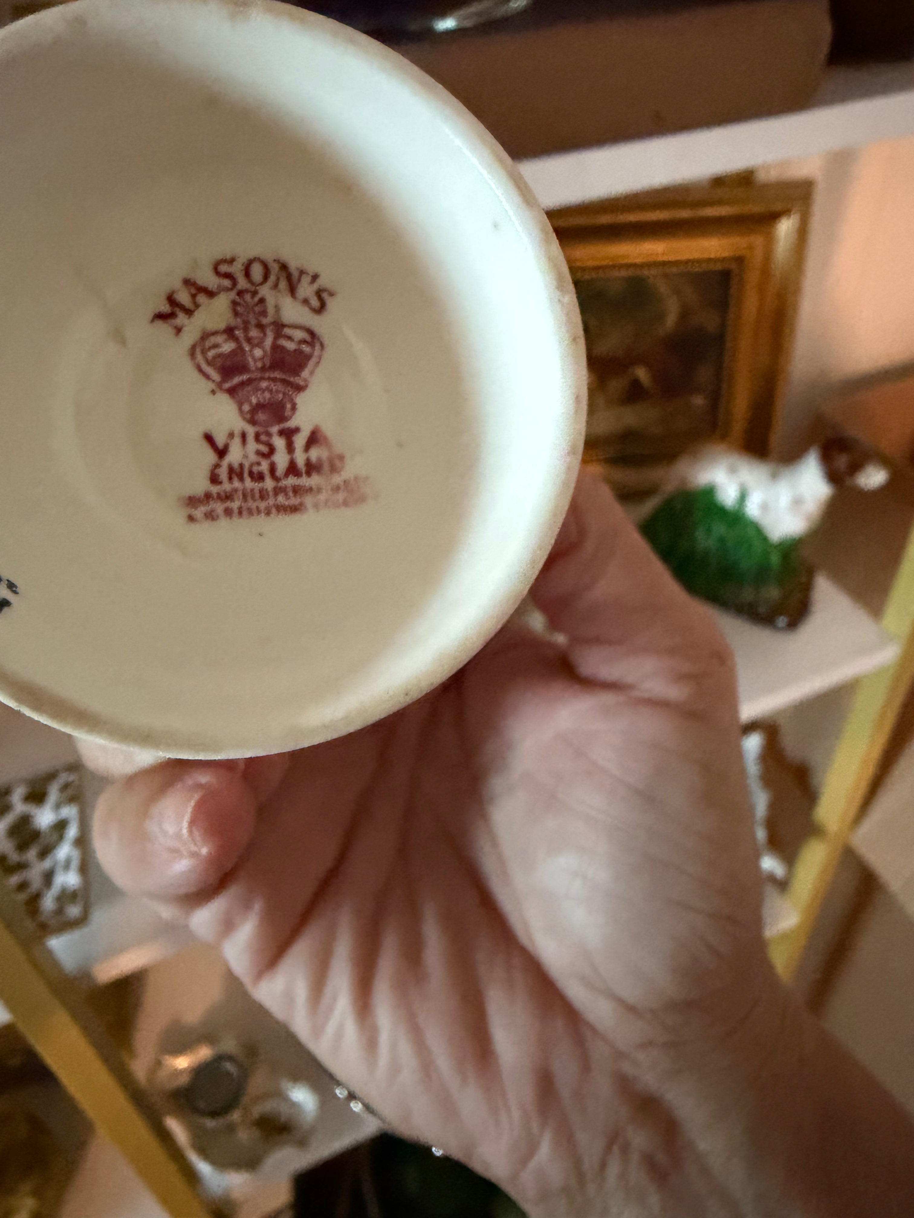 Antique Mason’s Vista Egg Cup – Red Transferware, Made in England