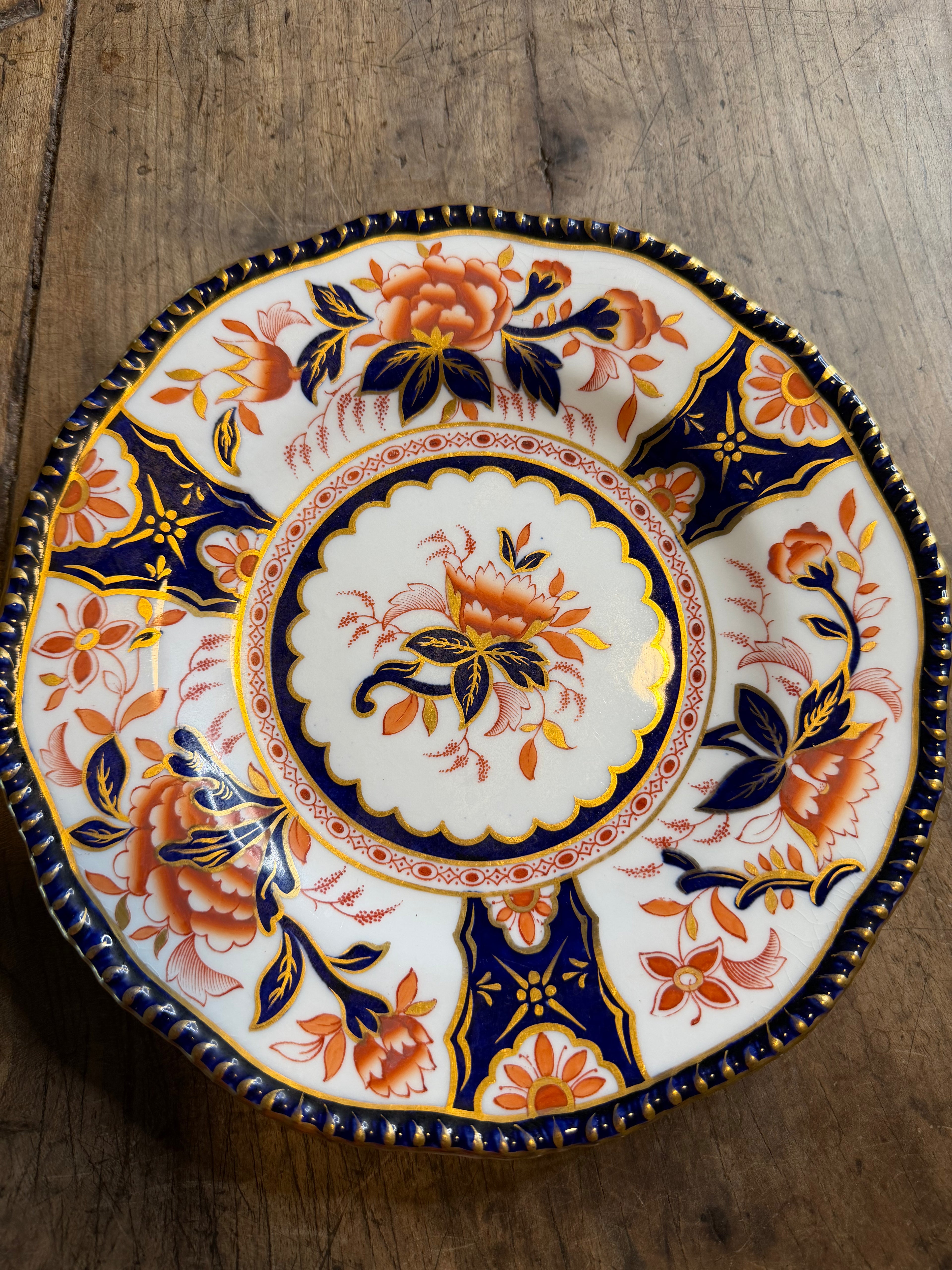 Coalport English Imari Plate – Cobalt, Iron Red & Gilding, 9 Inches
