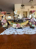 Antique Three-Piece Barbotine Floral Vase & Centerpiece Set
