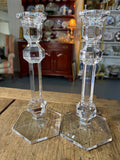 Val Saint Lambert Elysée Crystal Candlesticks, Pair — 9½ Inches Tall
