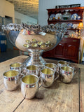 Towle Margaux Silver-Plated Pedestal Punch Bowl with Eight Cups