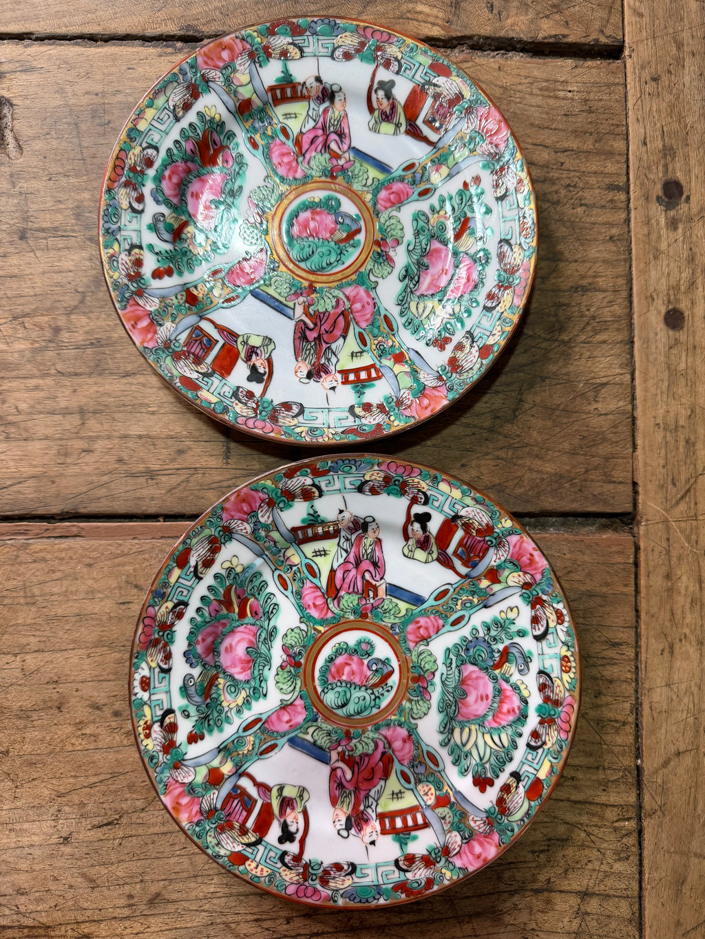 Vintage Rose Medallion Plates — 6 Inches in Diameter