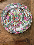 Vintage Rose Medallion Plate with Vivid Pink Peonies — 10½ Inches