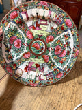 Vintage Rose Medallion Plate with Deep Pink Peonies — 10½ Inches