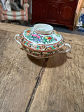 Vintage Rose Canton Thousand Butterflies Bouillon Bowl with Lid – Blue and White Chinese Export Porcelain
