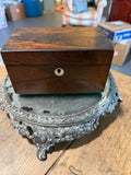 Antique Victorian Rosewood Miniature Tea Caddy with Dual Lidded Canisters — Circa 1850–1880