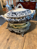Antique Keeling & Co. Chester Black Transferware Soup Tureen — Circa 1902
