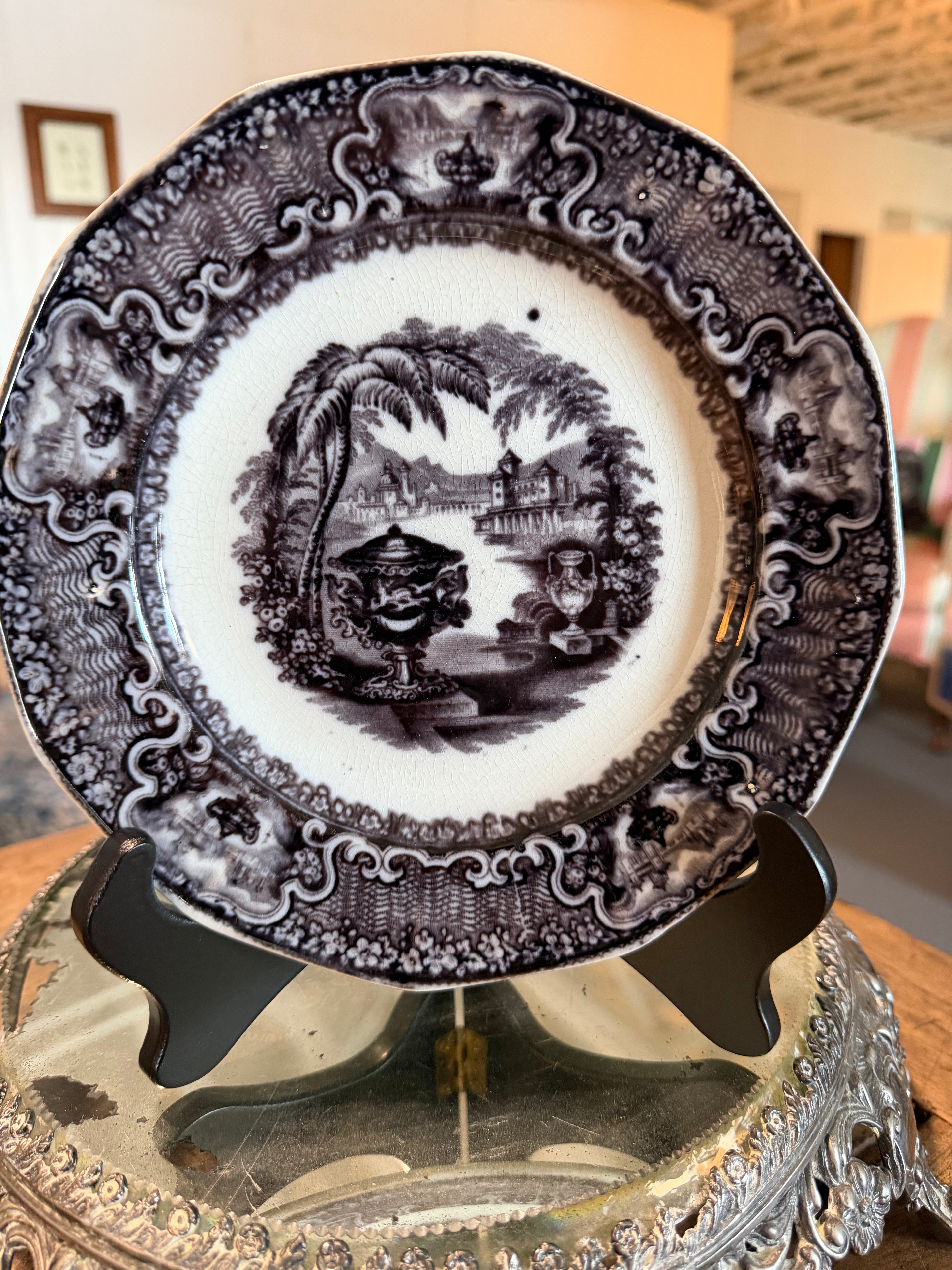 Antique Podmore, Walker & Co. “Washington Vase” Transferware Plate — 8 Inches