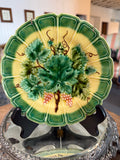 Antique Sarreguemines Majolica Grape Leaf Plate — Model 228 7.5"