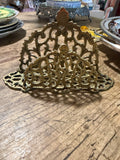 Vintage Ornate Cast Brass Filigree Letter Rack or Napkin Caddy