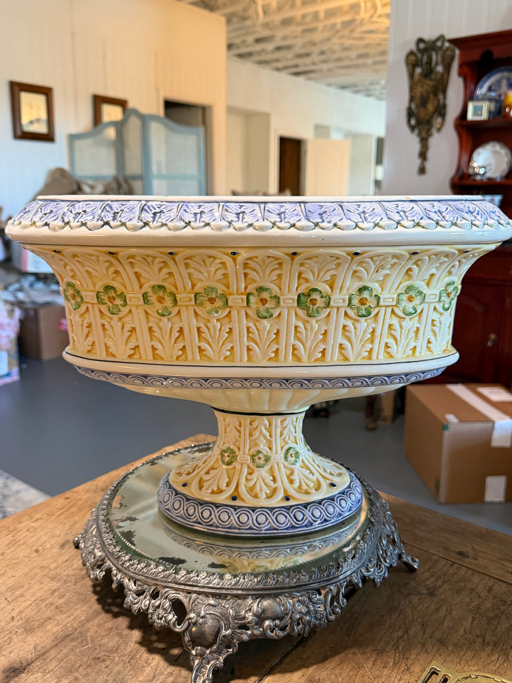 Vintage Italian Majolica Centerpiece Planter by San Marco