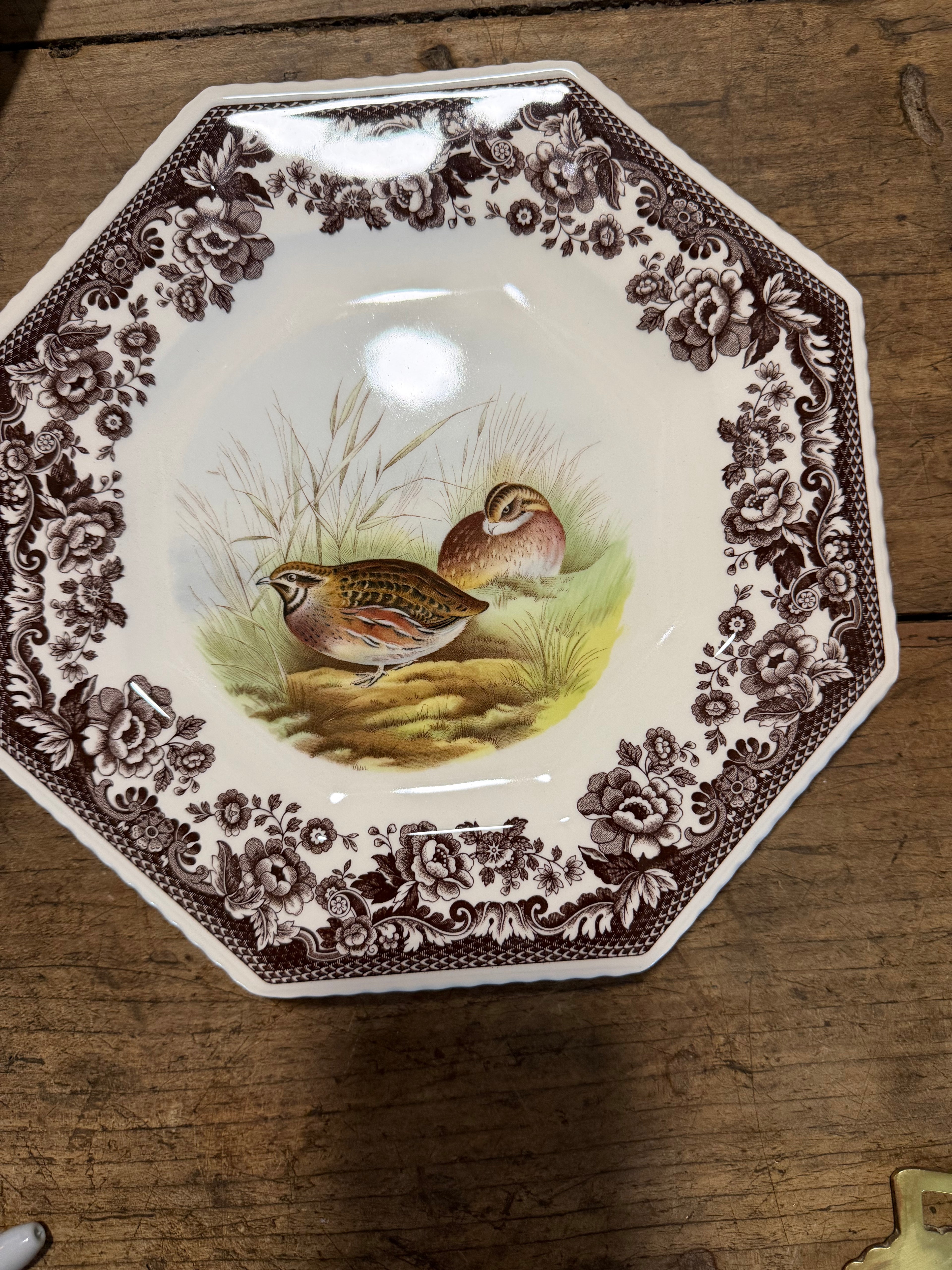 Spode Woodland Hexagonal Quail Plate — 9.5 Inches